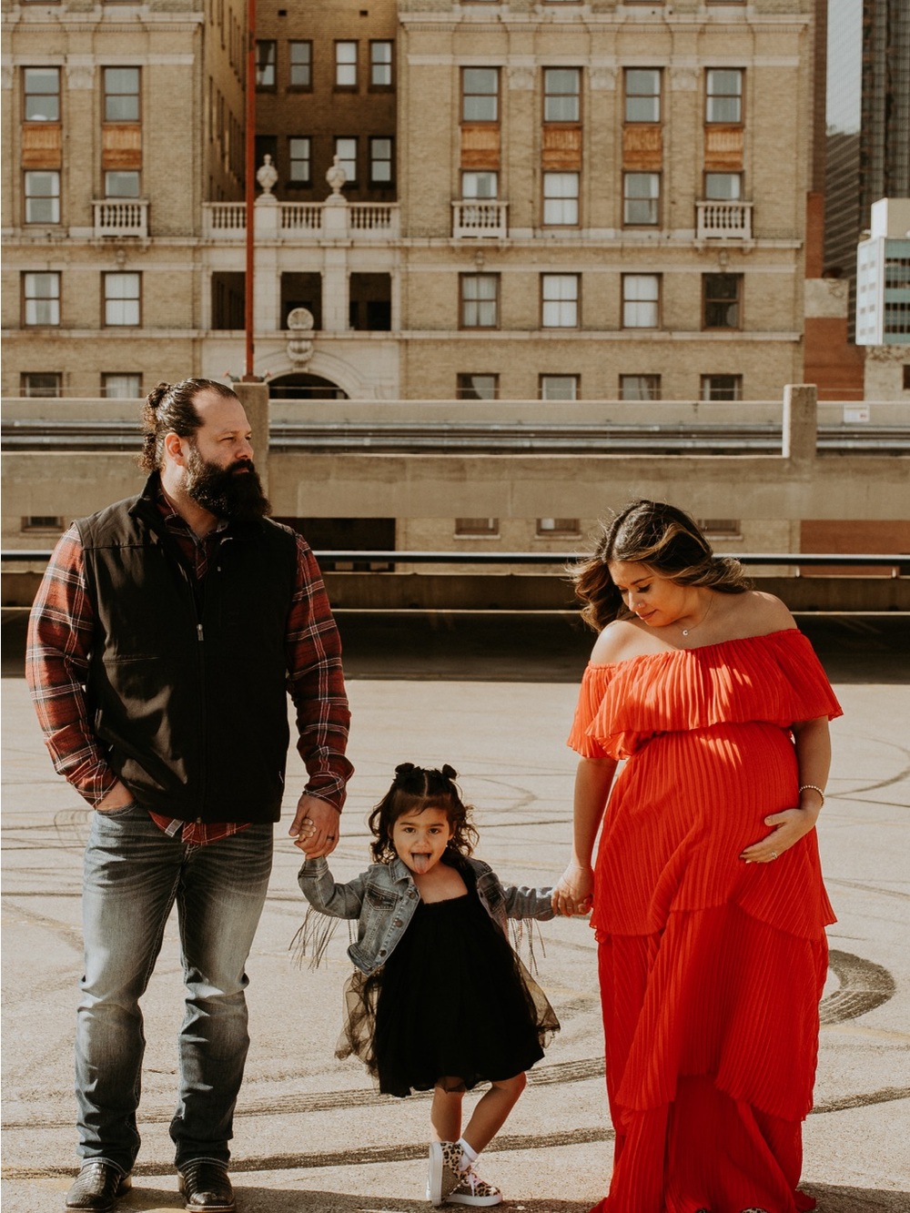 Red Off-Shoulder Maternity Maxi Dress